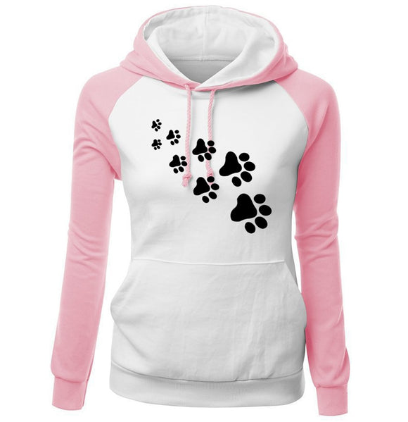 2018 Autumn Winter Fleece Women's Sportswear Harajuku Print CAT PAWS Cartoon Kawaii K-pop Clothing Streetwear Hoodies Sweatshirt