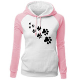 2018 Autumn Winter Fleece Women's Sportswear Harajuku Print CAT PAWS Cartoon Kawaii K-pop Clothing Streetwear Hoodies Sweatshirt