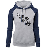 2018 Autumn Winter Fleece Women's Sportswear Harajuku Print CAT PAWS Cartoon Kawaii K-pop Clothing Streetwear Hoodies Sweatshirt