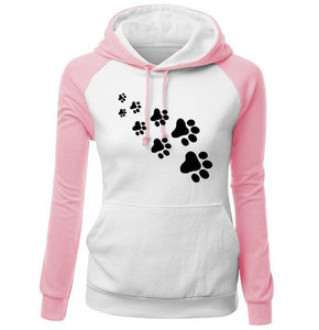 2018 Autumn Winter Fleece Women's Sportswear Harajuku Print CAT PAWS Cartoon Kawaii K-pop Clothing Streetwear Hoodies Sweatshirt