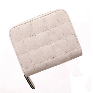 Women Short Wallets PU Leather Female Plaid Purses Nubuck Card Holder Wallet Fashion Woman Small Zipper Wallet With Coin Purse