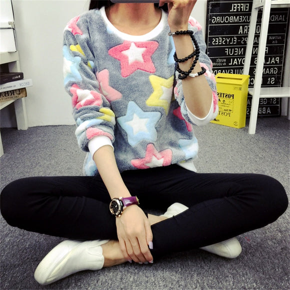 2018 New Women's Cute Print Hoodie Winter Long Sleeve Casual Sweatshirt Moleton Women's Oversized Clothing