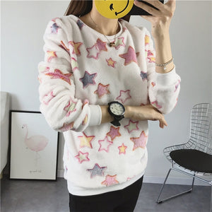 2018 New Women's Cute Print Hoodie Winter Long Sleeve Casual Sweatshirt Moleton Women's Oversized Clothing