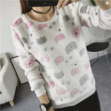 2018 New Women's Cute Print Hoodie Winter Long Sleeve Casual Sweatshirt Moleton Women's Oversized Clothing