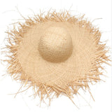 Natural Large Wide Brim Raffia Straw Hats Woven Circle Fringe Beach Cap Summer Hollow Out Big Straw Hat A1