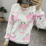 2018 New Women's Cute Print Hoodie Winter Long Sleeve Casual Sweatshirt Moleton Women's Oversized Clothing