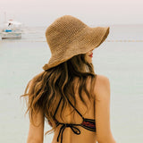 Elegant Summer Women Hats Collapsible Sun Beach Panama Straw hat Wide Wave Brim Folded Outdoor Hat Leisure Holiday Raffia Cap