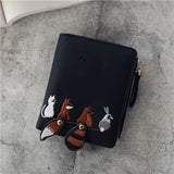 WESTERN AUSPICIOUS Female Wallet Short Embroidery Animal Pattern Women Wallets Pink Green Black Gray Womens Wallets And Purses