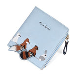 WESTERN AUSPICIOUS Female Wallet Short Embroidery Animal Pattern Women Wallets Pink Green Black Gray Womens Wallets And Purses