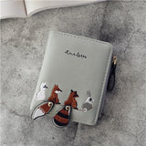 WESTERN AUSPICIOUS Female Wallet Short Embroidery Animal Pattern Women Wallets Pink Green Black Gray Womens Wallets And Purses