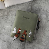 WESTERN AUSPICIOUS Female Wallet Short Embroidery Animal Pattern Women Wallets Pink Green Black Gray Womens Wallets And Purses
