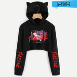 BTS Album Love Yourself Tear Fake Love Kpop Long Sleeve Cropped Hoodies Sweatshirt Women Cat Hooded Pullover Crop Tops Clothes