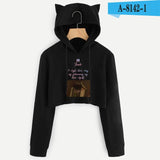 BTS Album Love Yourself Tear Fake Love Kpop Long Sleeve Cropped Hoodies Sweatshirt Women Cat Hooded Pullover Crop Tops Clothes