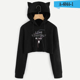 BTS Album Love Yourself Tear Fake Love Kpop Long Sleeve Cropped Hoodies Sweatshirt Women Cat Hooded Pullover Crop Tops Clothes
