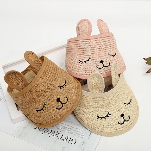 MAERSHEI summer children's cat empty top straw hat Korean casual shade sunscreen beach sun hat