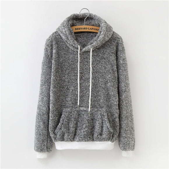 2018 Autumn Front Pocket Harajuku Casual Coat with Hoody Winter Pink Gray Pullover Thick Loose Women Hoodies Sweatshirt Female