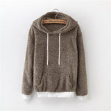 2018 Autumn Front Pocket Harajuku Casual Coat with Hoody Winter Pink Gray Pullover Thick Loose Women Hoodies Sweatshirt Female