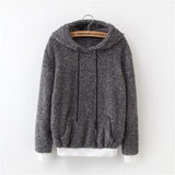 2018 Autumn Front Pocket Harajuku Casual Coat with Hoody Winter Pink Gray Pullover Thick Loose Women Hoodies Sweatshirt Female