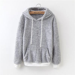 2018 Autumn Front Pocket Harajuku Casual Coat with Hoody Winter Pink Gray Pullover Thick Loose Women Hoodies Sweatshirt Female