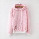 2018 Autumn Front Pocket Harajuku Casual Coat with Hoody Winter Pink Gray Pullover Thick Loose Women Hoodies Sweatshirt Female