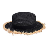 Daisy Flower Leather Buckle Rivet Fringed Brim Flat Top Straw Hat Summer Spring women Trip Caps Leisure Beach Sun Hats
