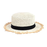 Daisy Flower Leather Buckle Rivet Fringed Brim Flat Top Straw Hat Summer Spring women Trip Caps Leisure Beach Sun Hats