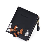 WESTERN AUSPICIOUS Female Wallet Short Embroidery Animal Pattern Women Wallets Pink Green Black Gray Womens Wallets And Purses