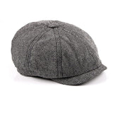 2018 New Newsboy Cap Beret Hat Men Women  Hat Tweed Gatsby Octagonal Black White Herringbone Vintage Ivy Hats