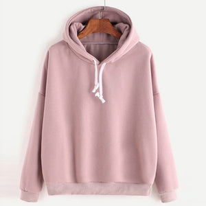ZEBERY Long-sleeved Solid Color Hooded Top Sweatshirt Girl School Autumn Winter Warm Sweatshirt Hoodie Harajuku Clothes For Girl