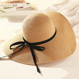 DSQICOND2 2018 Hot Sale Round Top Raffia Wide Brim Straw Hats Summer Sun Hats for Women With Leisure Beach Hats Lady Flat Gorras