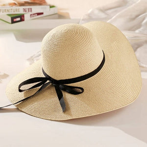 DSQICOND2 2018 Hot Sale Round Top Raffia Wide Brim Straw Hats Summer Sun Hats for Women With Leisure Beach Hats Lady Flat Gorras