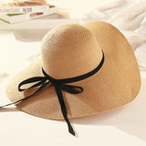 DSQICOND2 2018 Hot Sale Round Top Raffia Wide Brim Straw Hats Summer Sun Hats for Women With Leisure Beach Hats Lady Flat Gorras