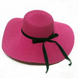 DSQICOND2 2018 Hot Sale Round Top Raffia Wide Brim Straw Hats Summer Sun Hats for Women With Leisure Beach Hats Lady Flat Gorras