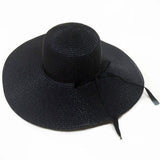DSQICOND2 2018 Hot Sale Round Top Raffia Wide Brim Straw Hats Summer Sun Hats for Women With Leisure Beach Hats Lady Flat Gorras
