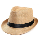 Unisex Trilby Gangster Cap Beach Sun Straw Hat Band Sunhat wholesale 9.14