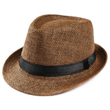 Unisex Trilby Gangster Cap Beach Sun Straw Hat Band Sunhat wholesale 9.14