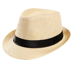 Unisex Trilby Gangster Cap Beach Sun Straw Hat Band Sunhat wholesale 9.14