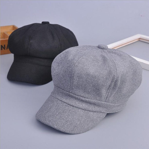 oZyc Newsboy Cap Autumn Winter Hats For Women Girls Casual Warm Hat Women Octagonal Hat Female Black Free Shipping Vintage Style